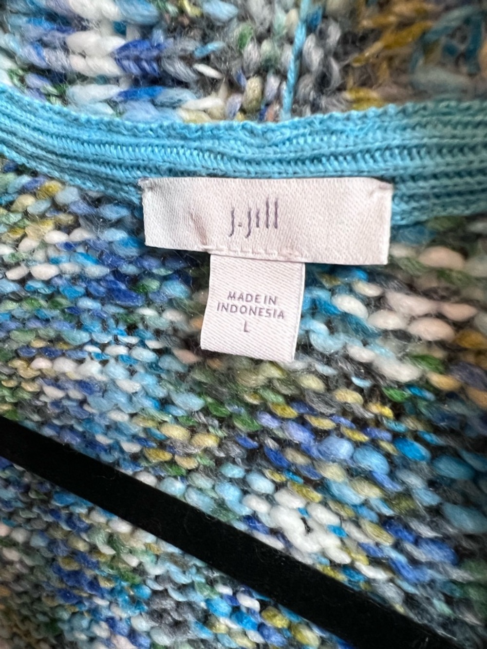 J. JILL Marled Blue Longline Open Cardigan, L - Picture 10 of 10